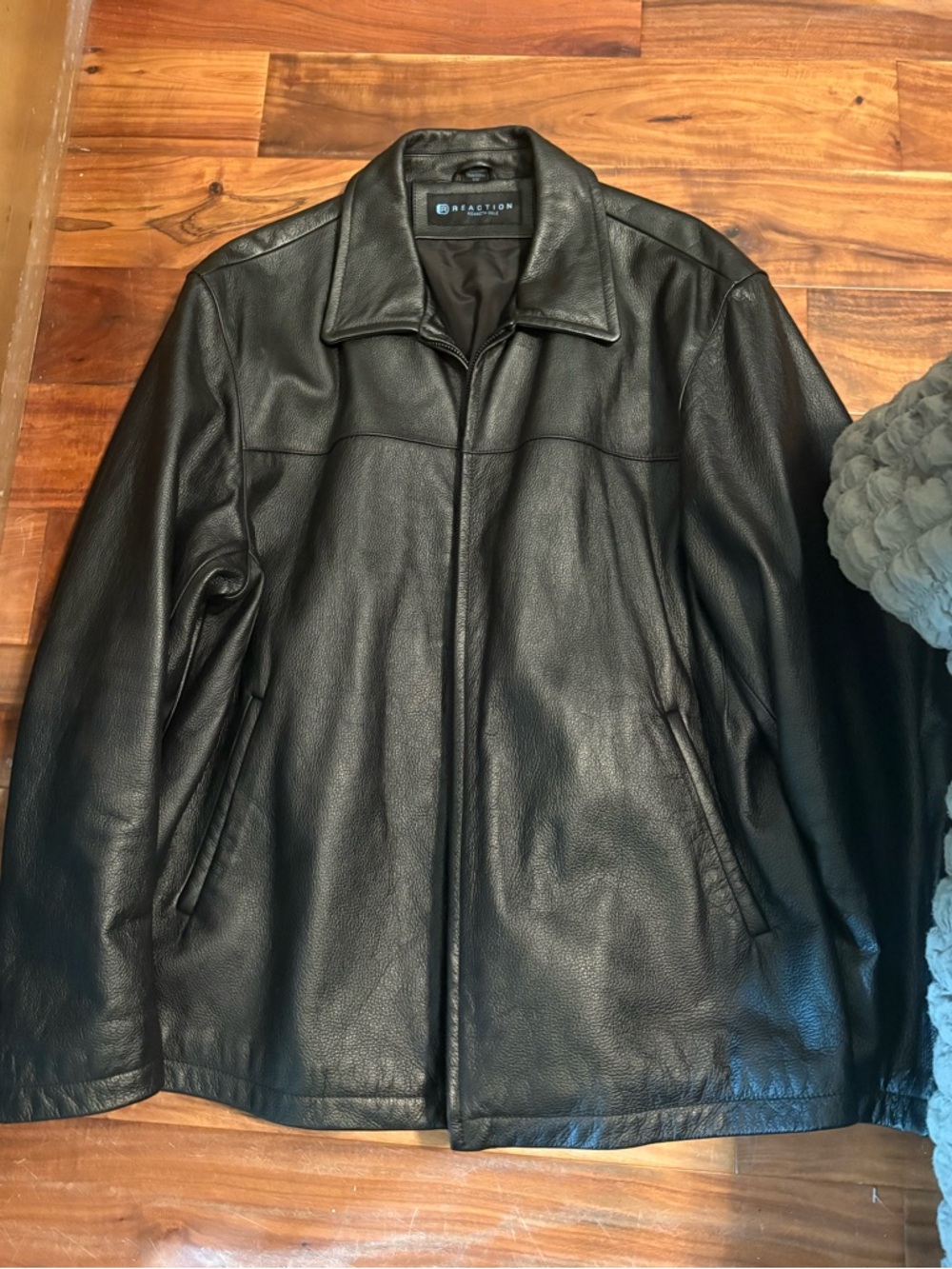Kenneth Cole‎ Reaction Leather Jacket XXL Black Full Zip Classic Mens Coat